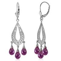 Amethyst Mirage Briolette Drop Earrings 3.75ctw in 9ct White Gold