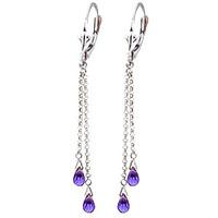 Amethyst Demi Chain Briolette Drop Earrings 2.5ctw in 9ct White Gold