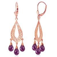 Amethyst Mirage Briolette Drop Earrings 3.75ctw in 9ct Rose Gold