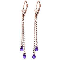 Amethyst Demi Chain Briolette Drop Earrings 2.5ctw in 9ct Rose Gold