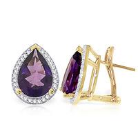 Amethyst and Diamond French Clip Halo Earrings 6.5ctw in 9ct Gold