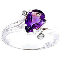 Amethyst and Diamond Flank Ring 1.5ct in 9ct White Gold