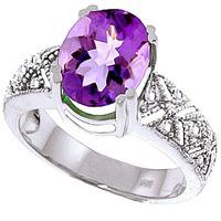 Amethyst and Diamond Renaissance Ring 3.0ct in 9ct White Gold