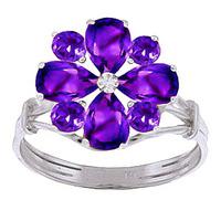 Amethyst Sunflower Cluster Ring 2.43ctw in 9ct White Gold