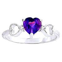 Amethyst and Diamond Trinity Ring 0.95ct in 9ct White Gold