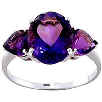 Amethyst Three Stone Ring 4.0ctw in 9ct White Gold