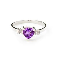 amethyst and diamond ring 095ct in 9ct white gold