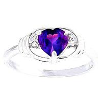 amethyst and diamond ring 095ct in 9ct white gold