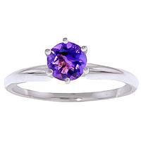 Amethyst Crown Solitaire Ring 0.65ct in 9ct White Gold