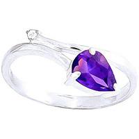 amethyst and diamond ring 082ct in 9ct white gold