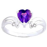 amethyst and diamond ring 095ct in 9ct white gold