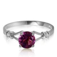 amethyst and diamond aspire ring 09ct in 9ct white gold