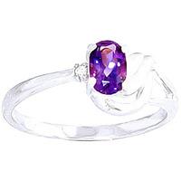 amethyst and diamond ring 045ct in 9ct white gold