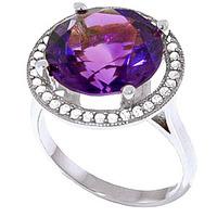 Amethyst and Diamond Halo Ring 6.0ct in 9ct White Gold