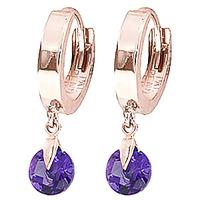 Amethyst Huggie Drop Earrings 1.5ctw in 9ct Rose Gold