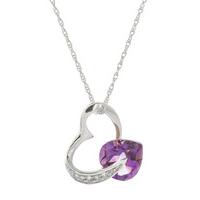 Amethyst and Diamond Pendant Necklace 3.1ct in 9ct White Gold