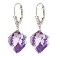 Amethyst and Diamond Drop Earrings 21.5ctw in 9ct White Gold