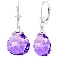 Amethyst Star Heart Drop Earrings 17.0ctw in 9ct White Gold