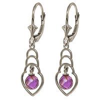 Amethyst Wireframe Drop Earrings 1.25ctw in 9ct White Gold