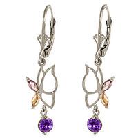 Amethyst Butterfly Drop Earrings 0.35ctw in 9ct White Gold