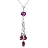 Amethyst Comet Tail Heart Pendant Necklace 4.75ctw in 9ct White Gold