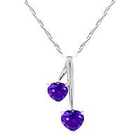 Amethyst Twin Heart Pendant Necklace 1.4ctw in 9ct White Gold