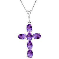 Amethyst Rio Cross Pendant Necklace 1.5ctw in 9ct White Gold