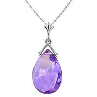 Amethyst Droplet Briolette Pendant Necklace 5.1ct in 9ct White Gold