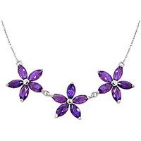 Amethyst Daisy Chain Pendant Necklace 4.2ctw in 9ct White Gold