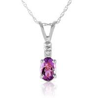 Amethyst and Diamond Pendant Necklace 0.45ct in 9ct White Gold