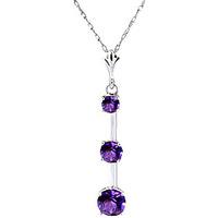 Amethyst Bar Pendant Necklace 1.25ctw in 9ct White Gold