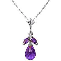 Amethyst Snowdrop Briolette Pendant Necklace 1.7ctw in 9ct White Gold