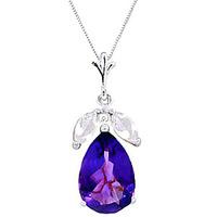 Amethyst and White Topaz Pendant Necklace 6.5ctw in 9ct White Gold