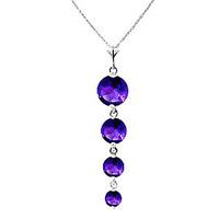 Amethyst Quadruplo Pendant Necklace 3.9ctw in 9ct White Gold