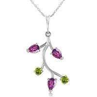 amethyst and peridot vine pendant necklace 095ctw in 9ct white gold