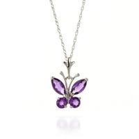 Amethyst Butterfly Pendant Necklace 0.6ctw in 9ct White Gold