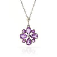 Amethyst Sunflower Pendant Necklace 2.43ctw in 9ct White Gold