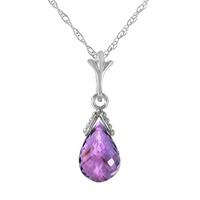 Amethyst Droplet Briolette Pendant Necklace 2.5ct in 9ct White Gold