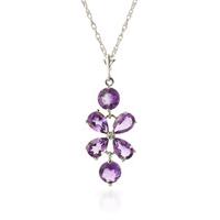 Amethyst Blossom Pendant Necklace 3.15ctw in 9ct White Gold