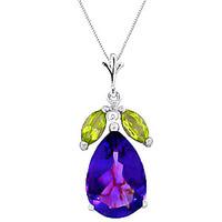 Amethyst and Peridot Pendant Necklace 6.5ctw in 9ct White Gold