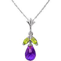 amethyst and peridot snowdrop pendant necklace 17ctw in 9ct white gold