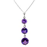 Amethyst Trinity Pendant Necklace 3.6ctw in 9ct White Gold