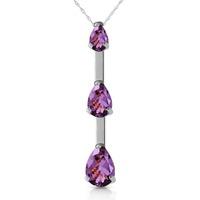 Amethyst Trinity Pendant Necklace 1.71ctw in 9ct White Gold