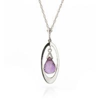 Amethyst Orb Briolette Pendant Necklace 0.7ct in 9ct White Gold