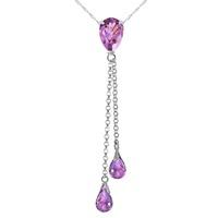 Amethyst Droplet Pendant Necklace 3.75ctw in 9ct White Gold