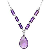 Amethyst Verona Briolette Pendant Necklace 4.35ctw in 9ct White Gold