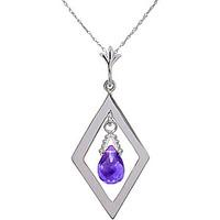 Amethyst Kite Briolette Pendant Necklace 0.7ct in 9ct White Gold