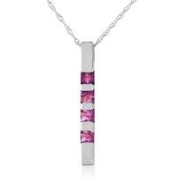 Amethyst Bar Pendant Necklace 0.35ctw in 9ct White Gold