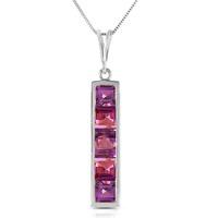 Amethyst Channel Set Pendant Necklace 2.25ctw in 9ct White Gold