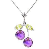 amethyst and peridot cherry drop pendant necklace 145ctw in 9ct white  ...